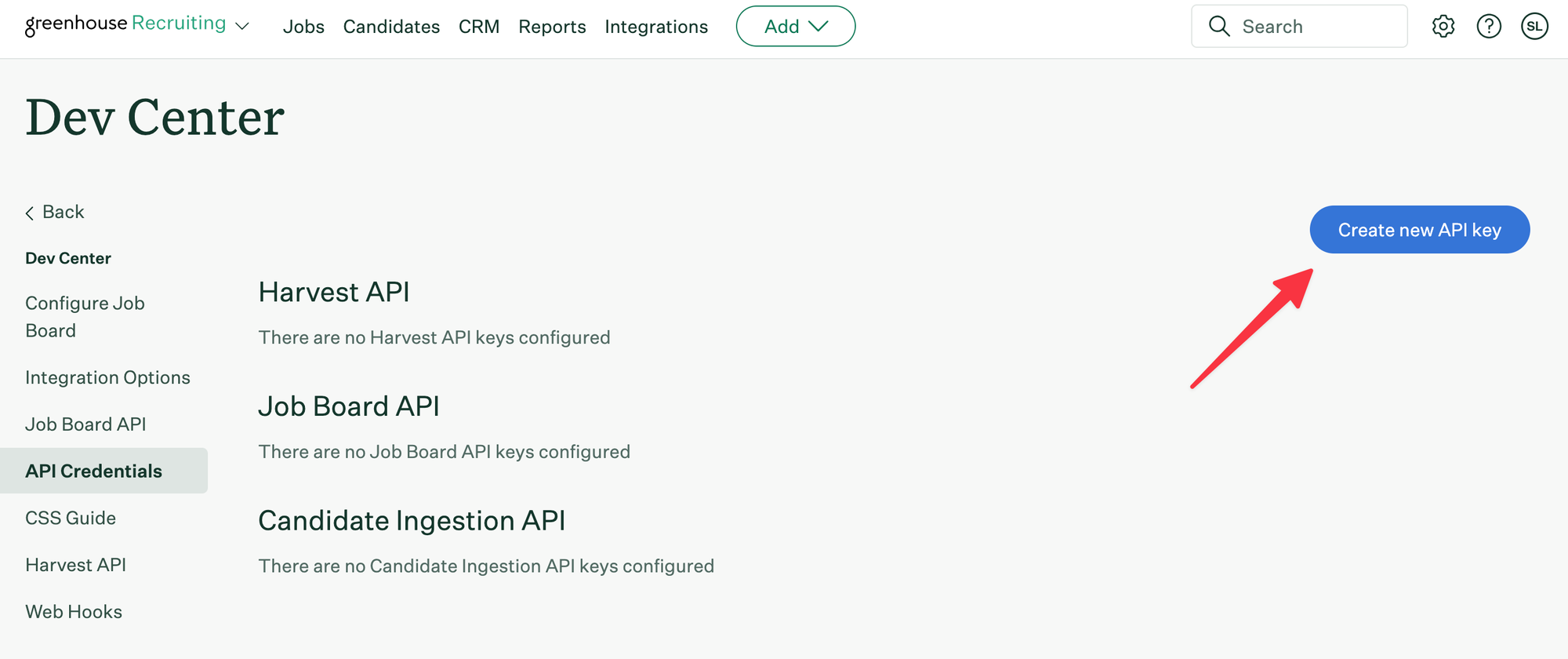 Greenhouse API key setup