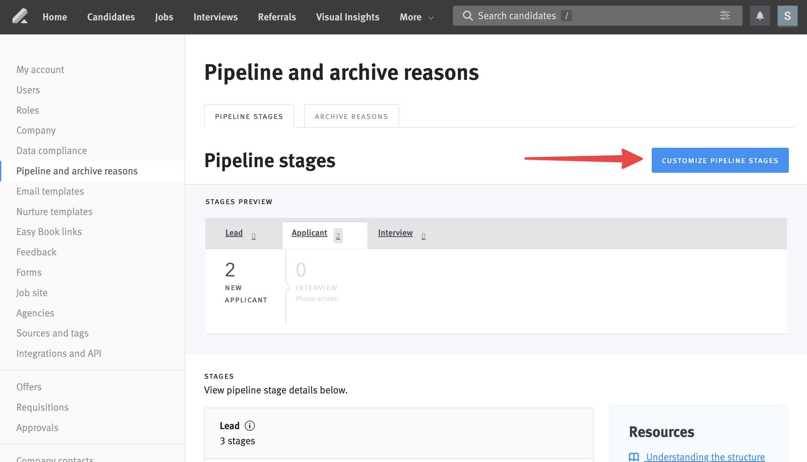 Lever pipeline stages