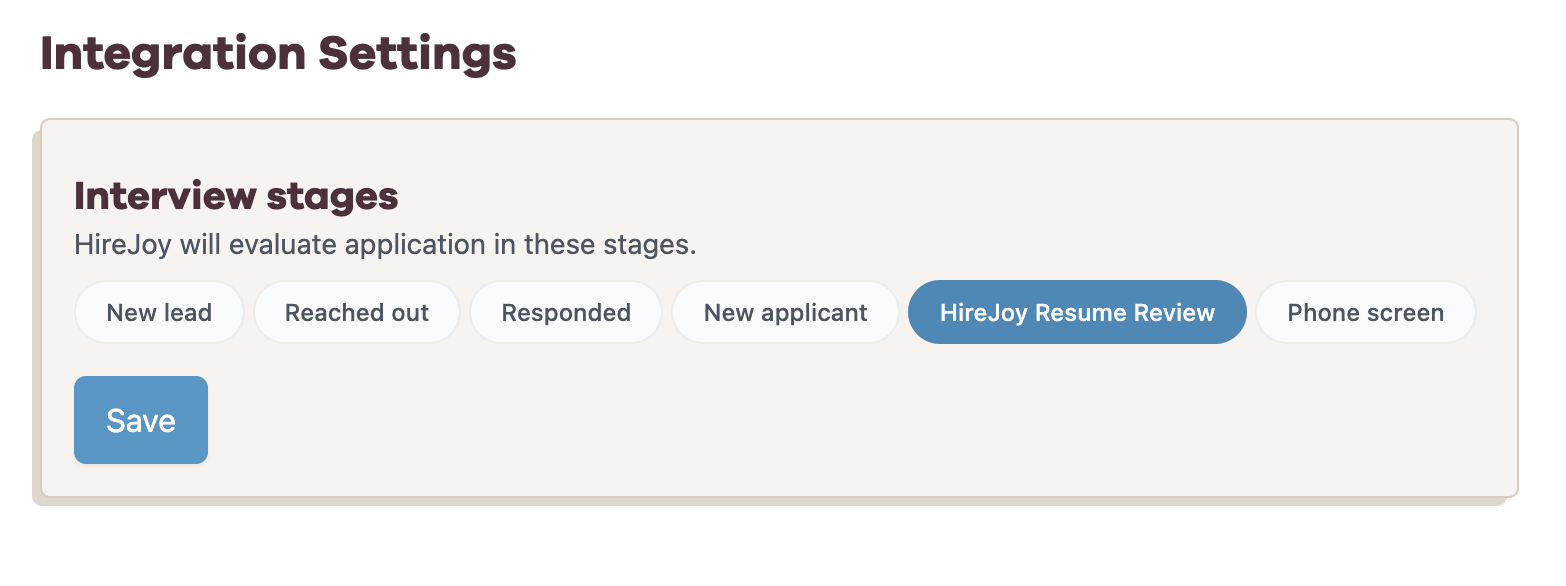 HireJoy Resume Screen stage